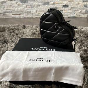 RARE Coach heart bag black quilt like new